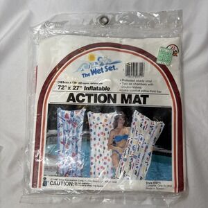 Vintage Index The Wet Set Action Mat Beach Print Pool Float #59711‎ 72"x27"